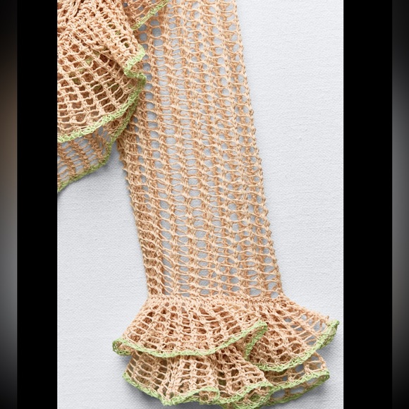 RUFFLED CROCHET KNIT CARDIGAN - Picture 9 of 13